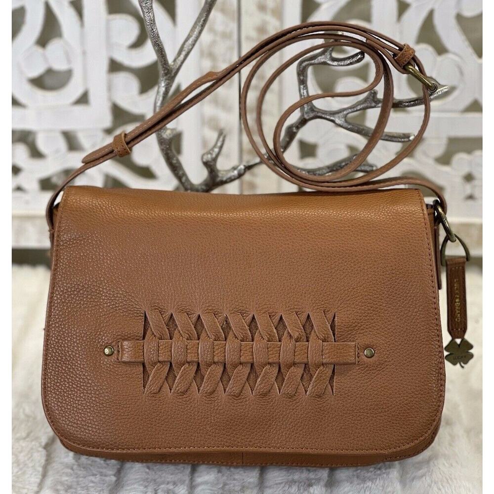 LUCKY BRAND Kingston Crossbody Bag Tobacco Brown Leather Flap Handbag Purse